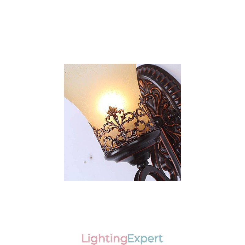 Europe Type Restoring Ancient Ways Wrought Iron Bedroom Glass Wall Lamp Light