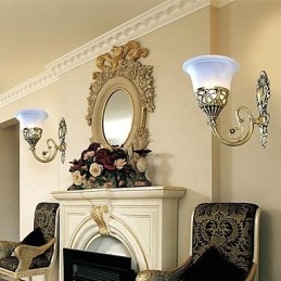 Bronze Wall Sconces Lights Moire Glass European Retro Classic 220V