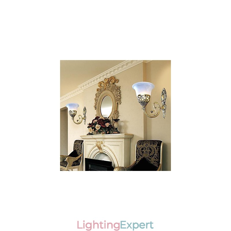 Bronze Wall Sconces Lights Moire Glass European Retro Classic 220V