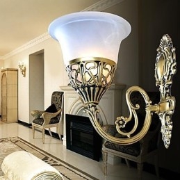 Bronze Wall Sconces Lights Moire Glass European Retro Classic 220V