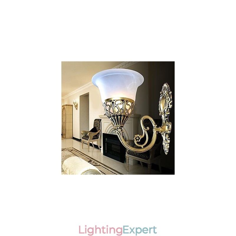Bronze Wall Sconces Lights Moire Glass European Retro Classic 220V