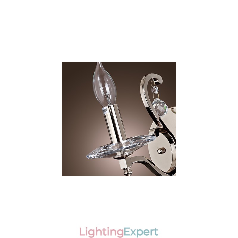 Crystal Candle Wall Lights Modern Contemporary Metal
