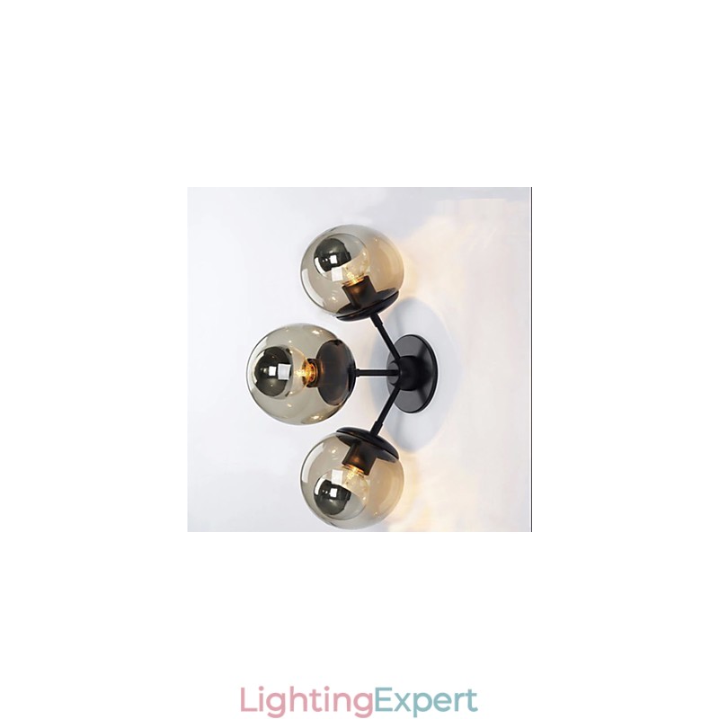 Wall Sconces Glass ball 3Lights Outdoor Indoor Wall Lightsl Rustic Lodge Metal
