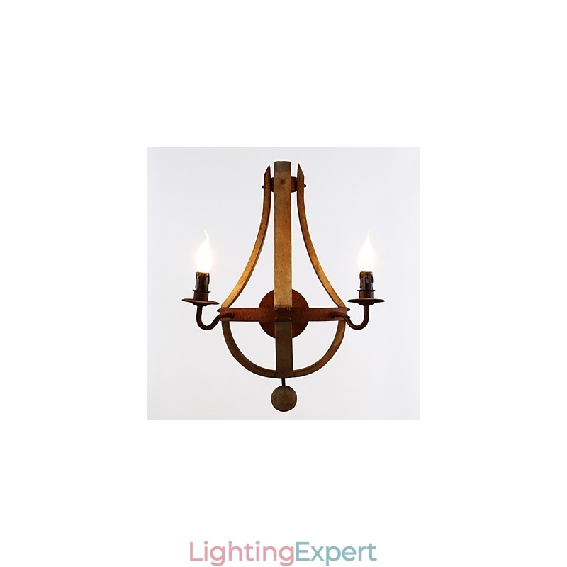 Mini Style Wall Sconces Rustic Lodge Wood Bamboo