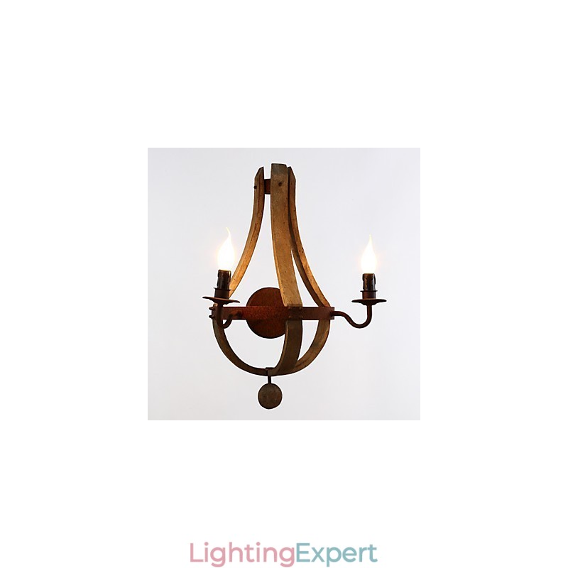 Mini Style Wall Sconces Rustic Lodge Wood Bamboo