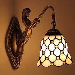 European Contracted Rural Creative Wrought Iron Wall Lamp Glass Lights