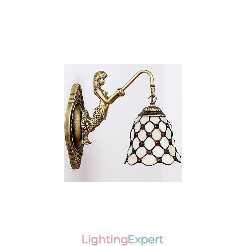 European Contracted Rural Creative Wrought Iron Wall Lamp Glass Lights