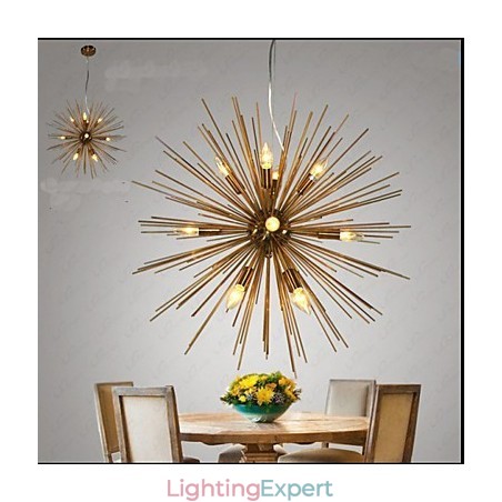 Retro Imitation Copper Creative line 12 Chandelier