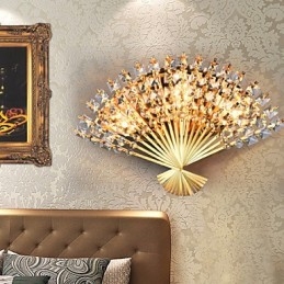 Valentine'S Day The Fan Wall Decoration Gifts Contemporary And Contracted Crystal Wall Lamp Light