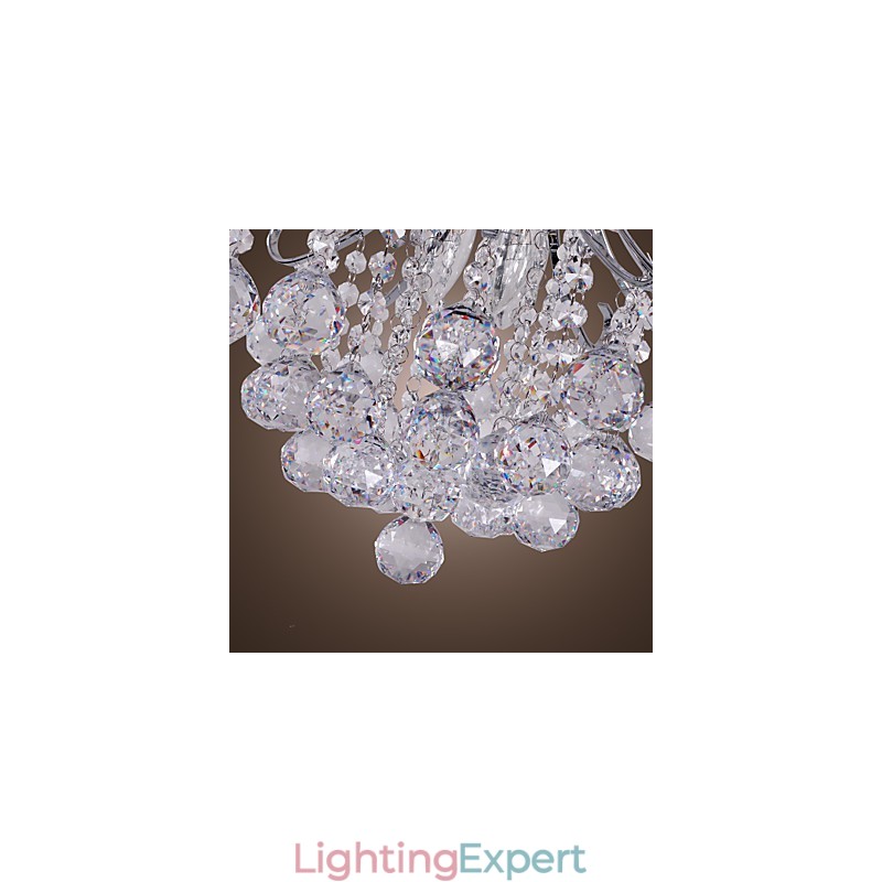 Modern Contemporary Crystal Mini Style Electroplated Metal Chandelier Flush Mount