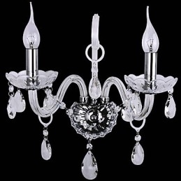 Modern Crystal Wall Lights with 2 Lights in Candle Feature