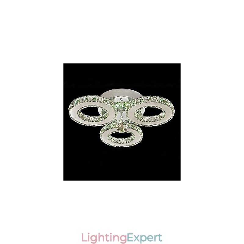 Crystal Flush Mount 3 Lights Modern Transparent Electroplating Stainless Steel
