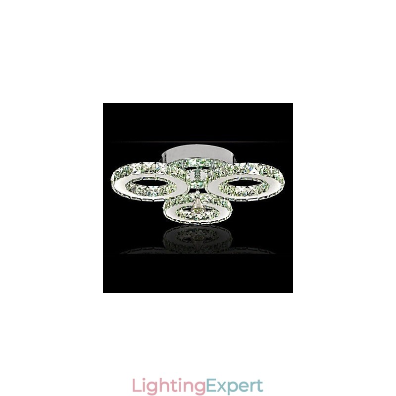 Crystal Flush Mount 3 Lights Modern Transparent Electroplating Stainless Steel
