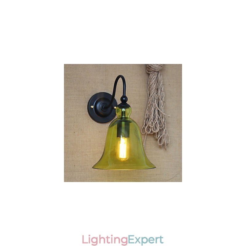 American Rural Countryside Minimalist Blue Glass Decorative Wall Lamp Living Room Hallway