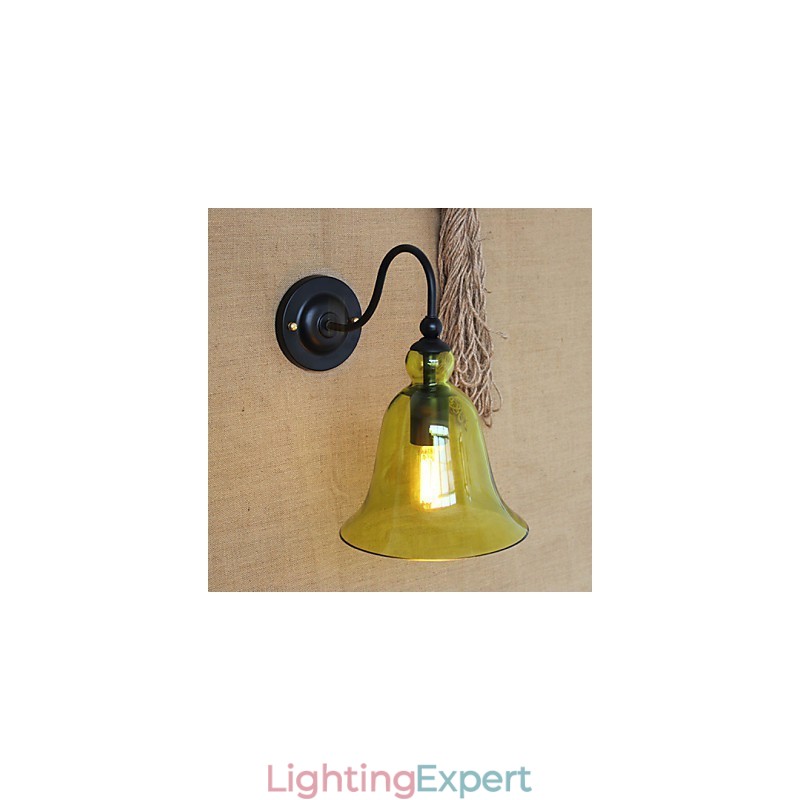 American Rural Countryside Minimalist Blue Glass Decorative Wall Lamp Living Room Hallway