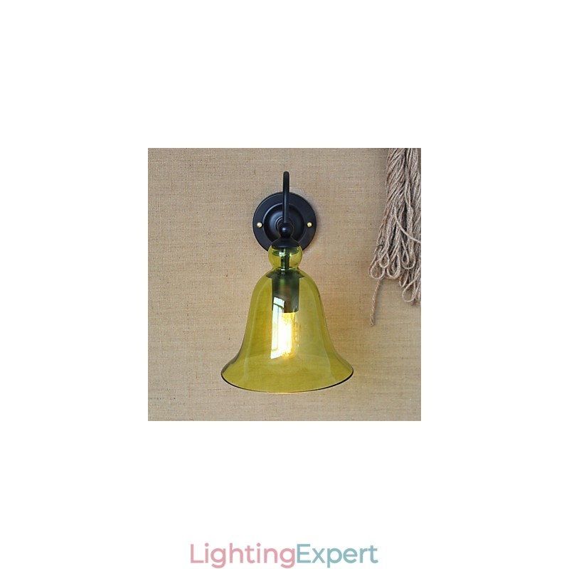 American Rural Countryside Minimalist Blue Glass Decorative Wall Lamp Living Room Hallway