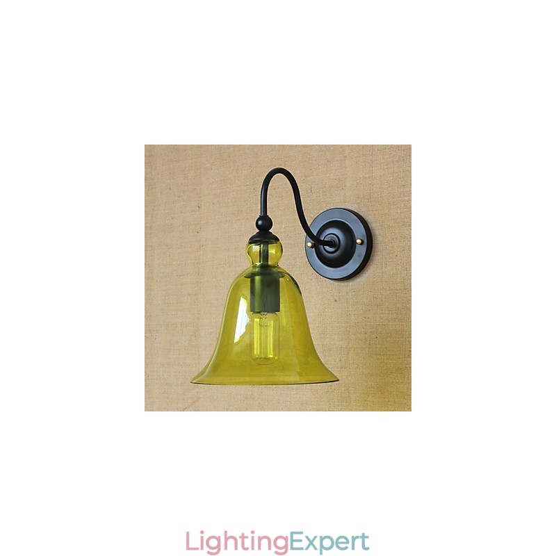 American Rural Countryside Minimalist Blue Glass Decorative Wall Lamp Living Room Hallway