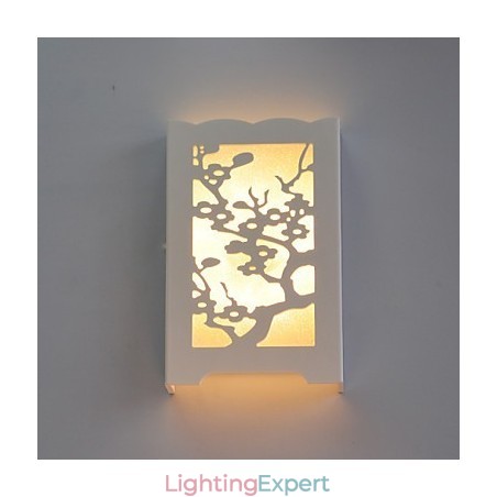 White The Plum Flower Wall Lamp Of Carve Patterns Or Designs On Woodwork Lights