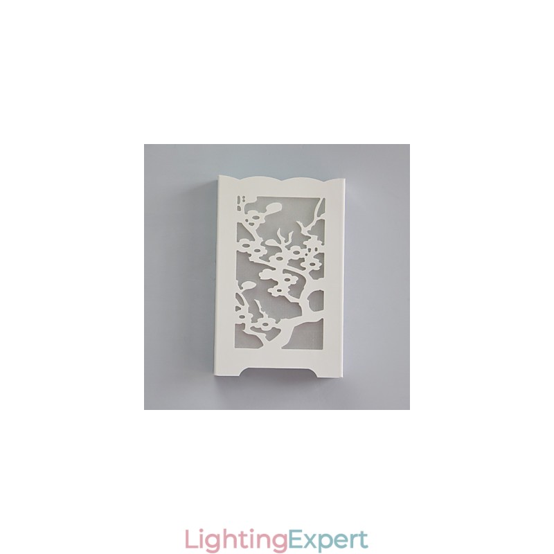 White The Plum Flower Wall Lamp Of Carve Patterns Or Designs On Woodwork Lights