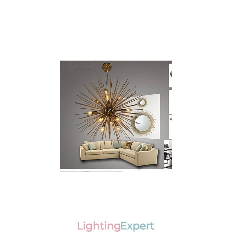 Retro Imitation Copper Creative line 12 Chandelier