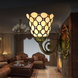 European Mediterranean Contracted Rural Creative Wrought Iron Wall Lamp Glass Lights