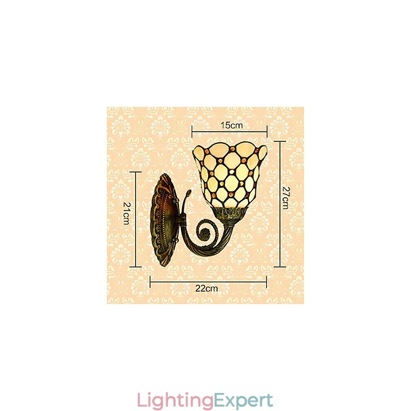 European Mediterranean Contracted Rural Creative Wrought Iron Wall Lamp Glass Lights