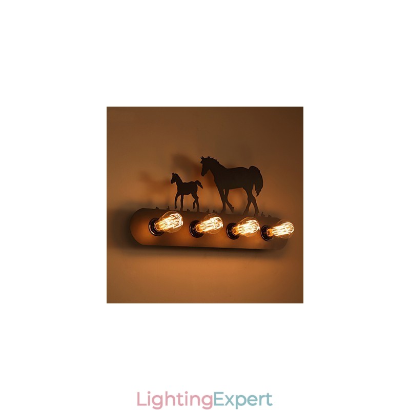 American Village Pastoral LOFT Style Bedroom Aisle Iron Retro Wild Horse Wall Lamps Free Shipping