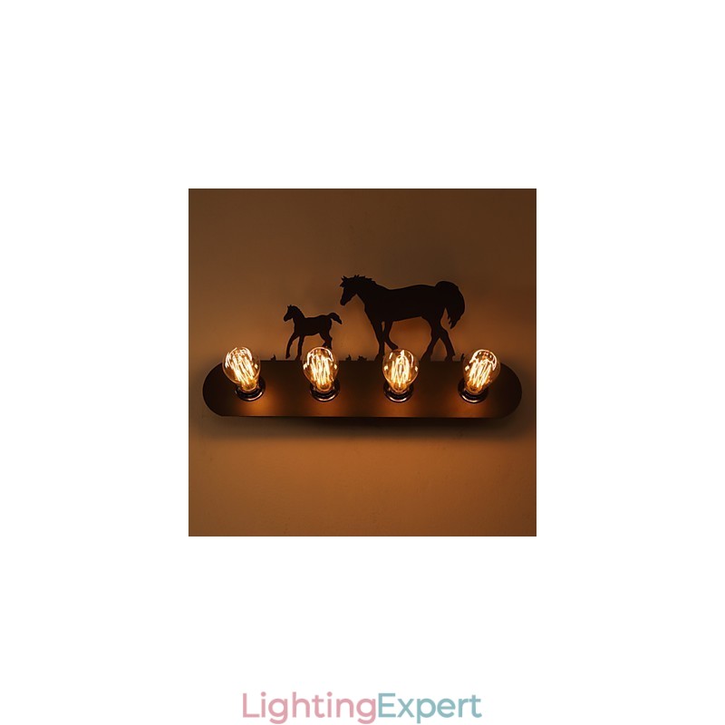 American Village Pastoral LOFT Style Bedroom Aisle Iron Retro Wild Horse Wall Lamps Free Shipping
