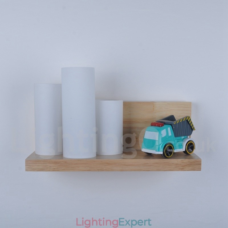 Mini Style Wall Sconces with Glass Shades Modern Contemporary Wood Bamboo Wall Light