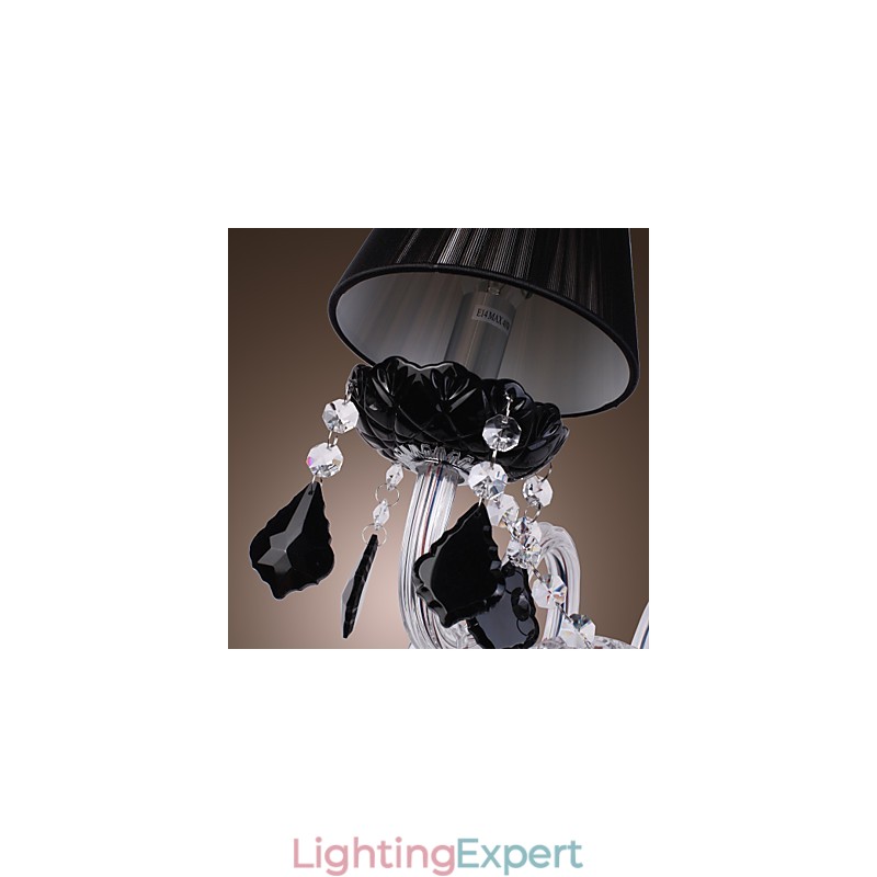 Crystal Wall Light with 2 Lights in Fabric Shade