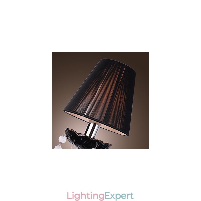 Crystal Wall Light with 2 Lights in Fabric Shade