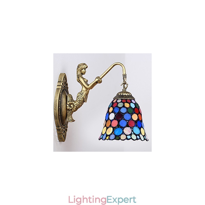 European Contracted Rural Creative Wrought Iron Wall Lamp Glass Lights