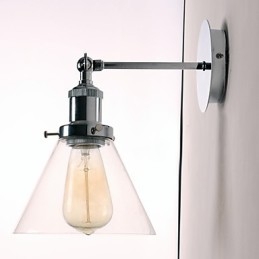 Art Deco Wall Light with Glass Cone Shade Down