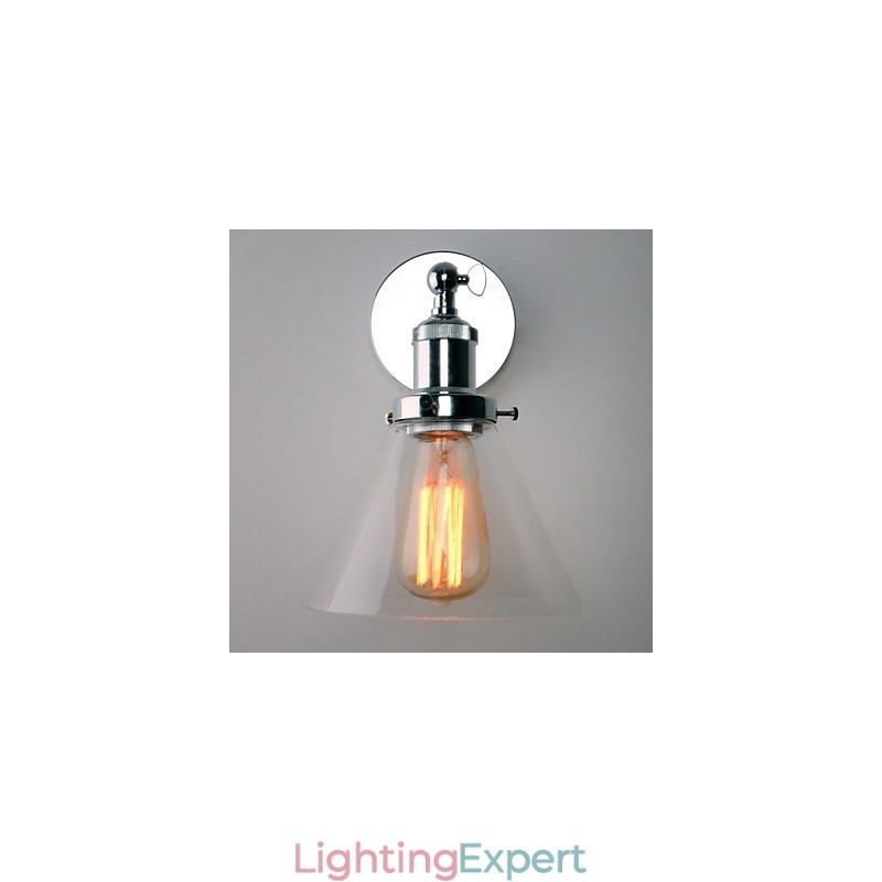 Art Deco Wall Light with Glass Cone Shade Down