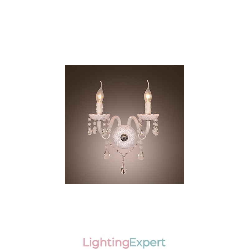 Crystal Wall Light with 2 Lights in Candle Bulb