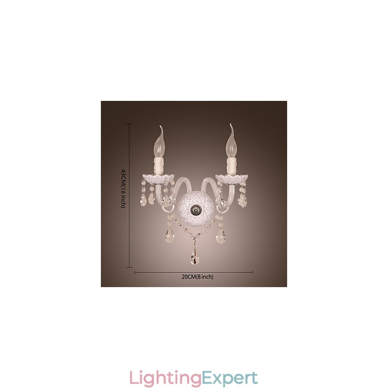 Crystal Wall Light with 2 Lights in Candle Bulb