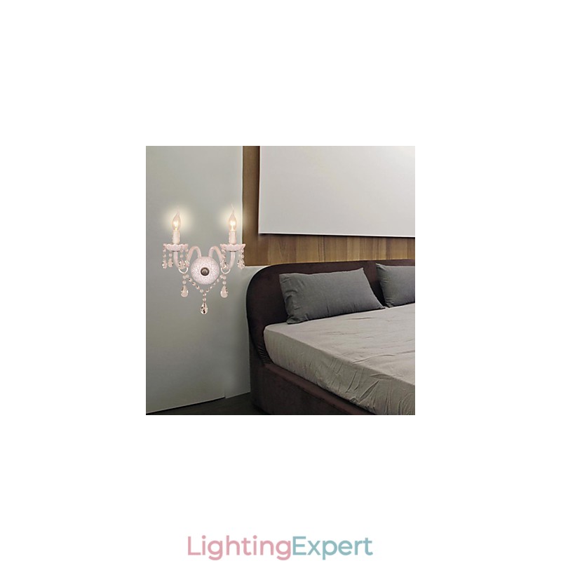Crystal Wall Light with 2 Lights in Candle Bulb