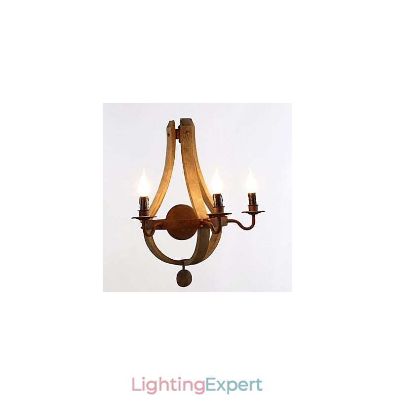 Mini Style Wall Sconces Rustic Lodge Wood Bamboo