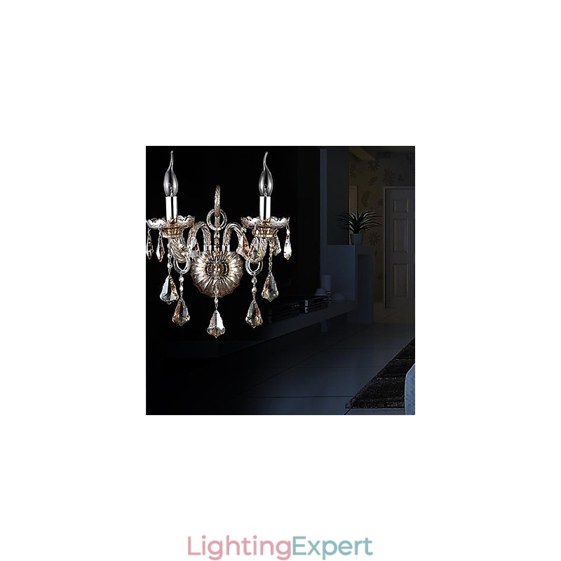 Crystal Wall Sconces Candle Wall Lights Reading Wall Lights Modern Contemporary Metal