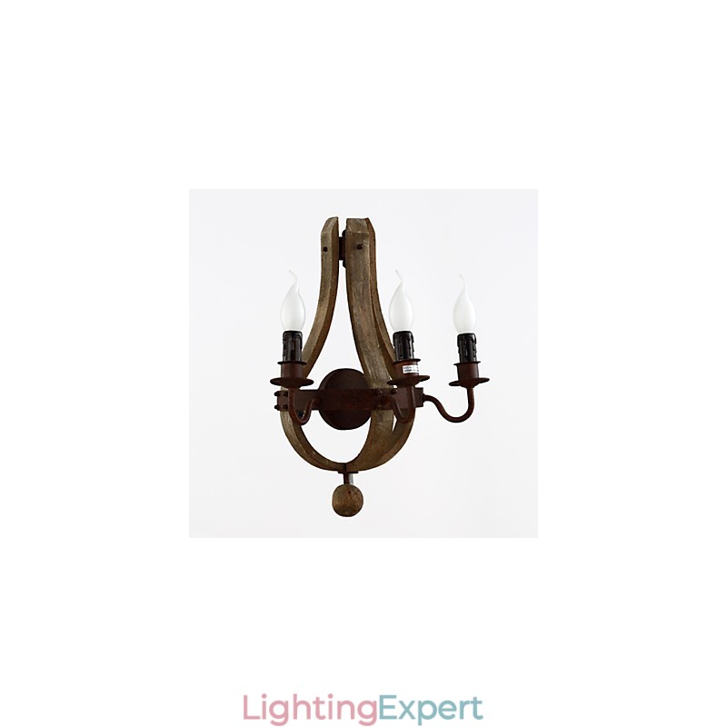 Vintage Amercian Rustic Wooden Wall Wine Barrel Lamp Liviing and Bedroom Lamp