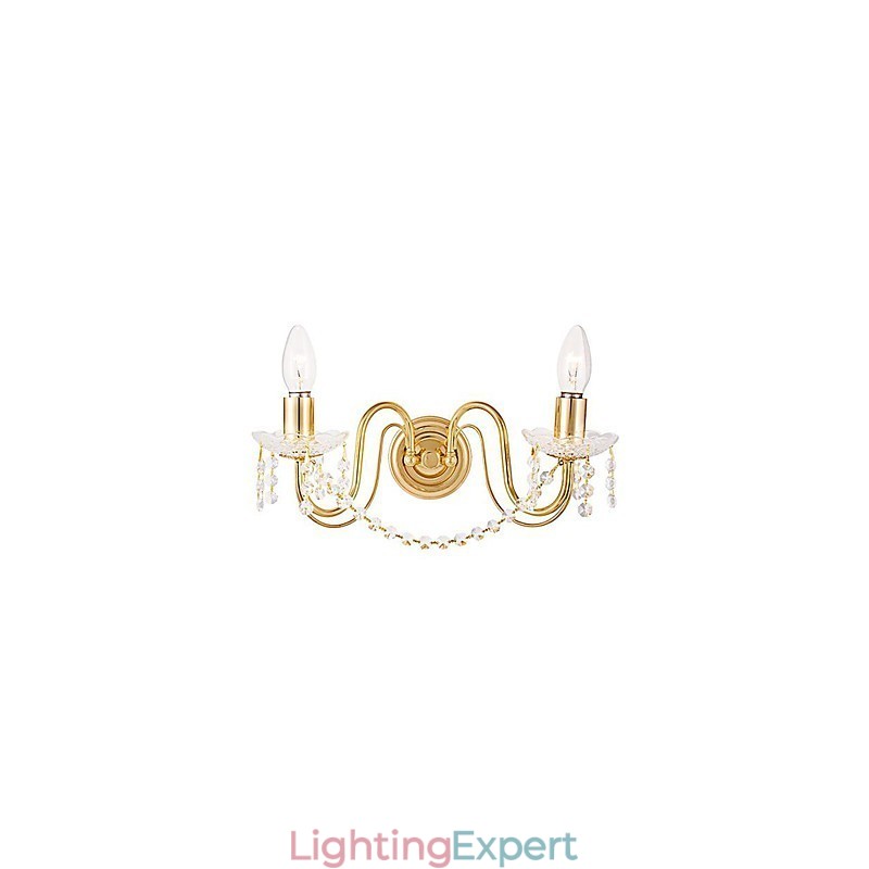 Golden Crystal Wall Light with 2 Lights