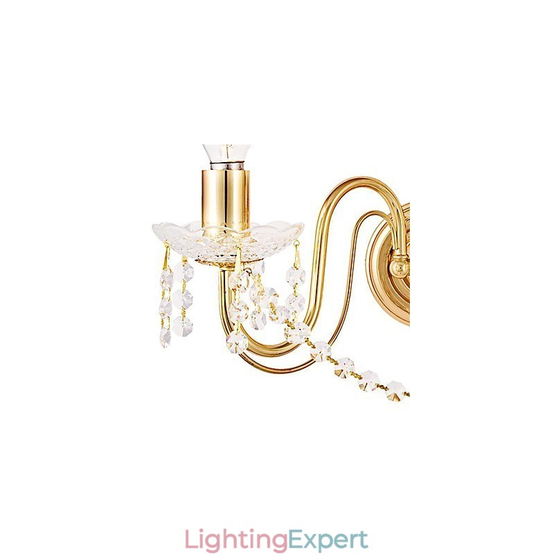 Golden Crystal Wall Light with 2 Lights