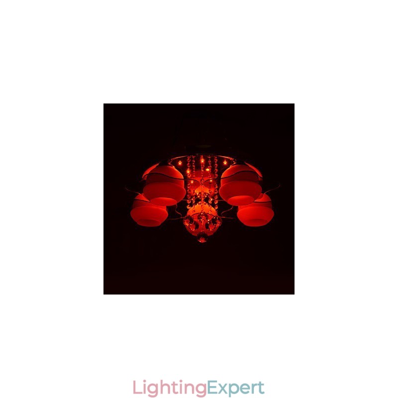 Remoter Control 5 Lights with Blue Redss Modern Ceiling Light Flush Mount
