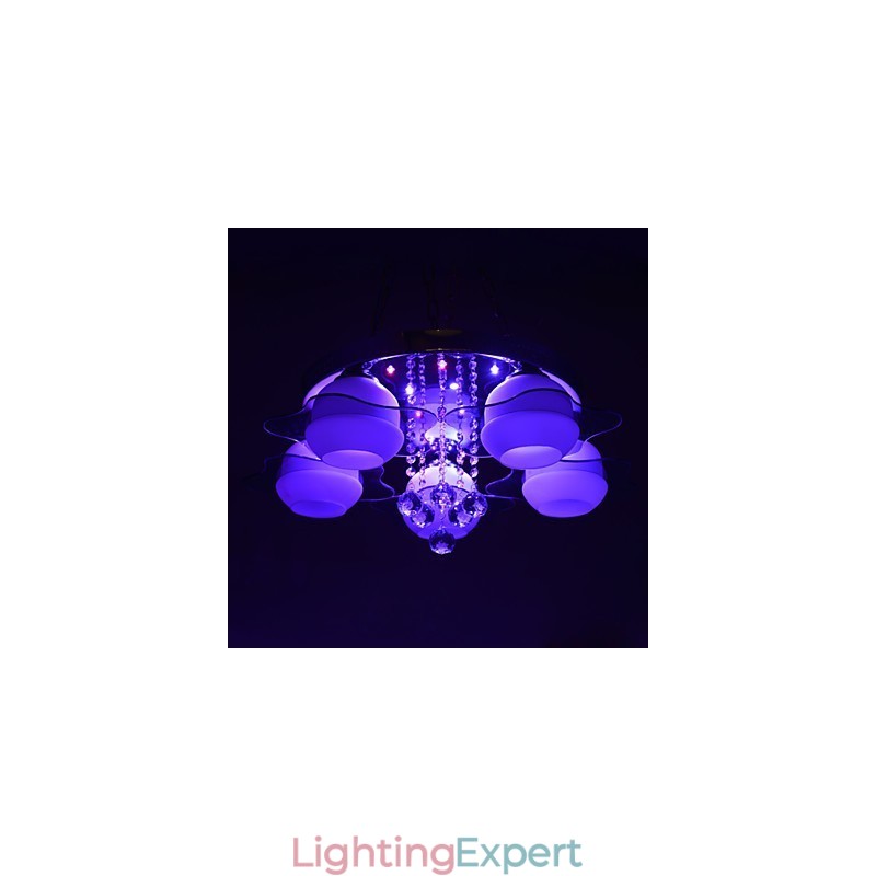 Remoter Control 5 Lights with Blue Redss Modern Ceiling Light Flush Mount