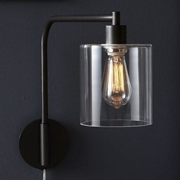 Modern Wall Light with Glass Drum Shade