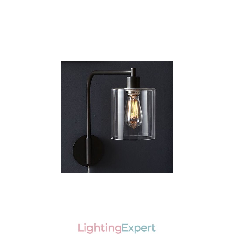 Modern Wall Light with Glass Drum Shade