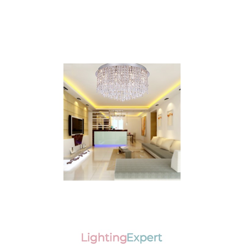Modern Contemporary Crystal Chrome Flush Mount