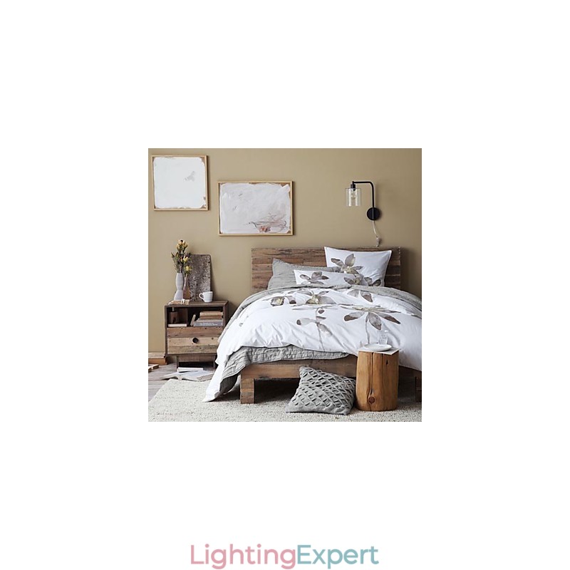 Modern Wall Light with Glass Drum Shade