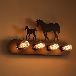 American Village Pastoral LOFT Style Bedroom Aisle Iron Retro Wild Horse Wall Lamps Free Shipping