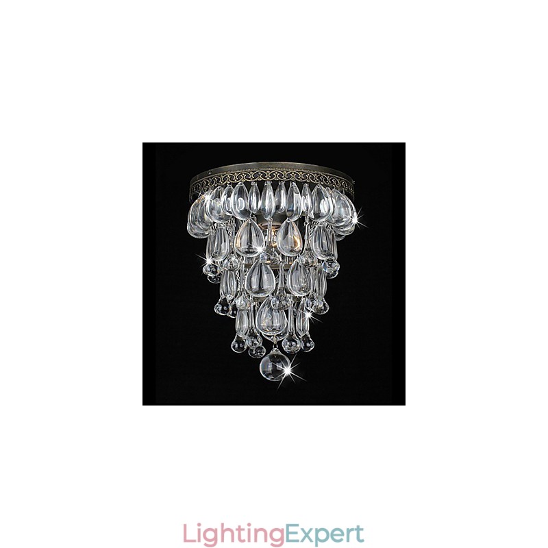 Antique Green Wall Lights with Crystal Beaded Pendants